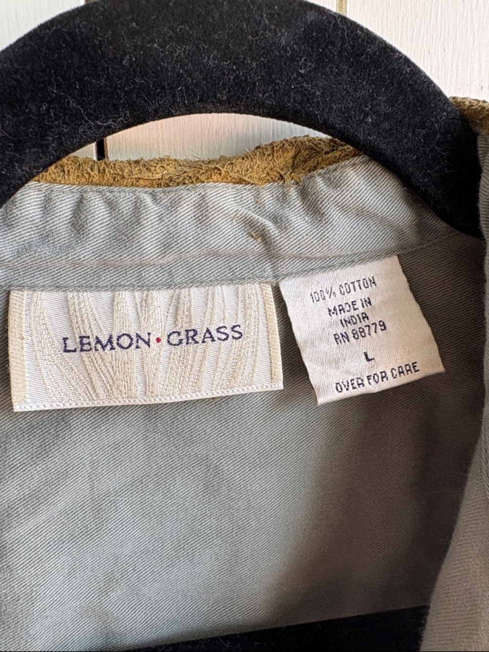Sage Utility Jacket with Contrast Corduroy Collar and Embroidered Leaves - Picture 2 of 4